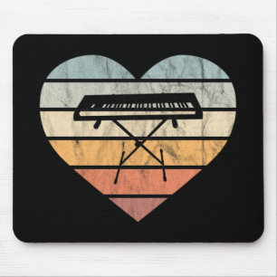 I Love Keyboard en Synthie Retro Heart Muismat