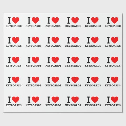 I Love Keyboards Cadeaupapier (Vlak)