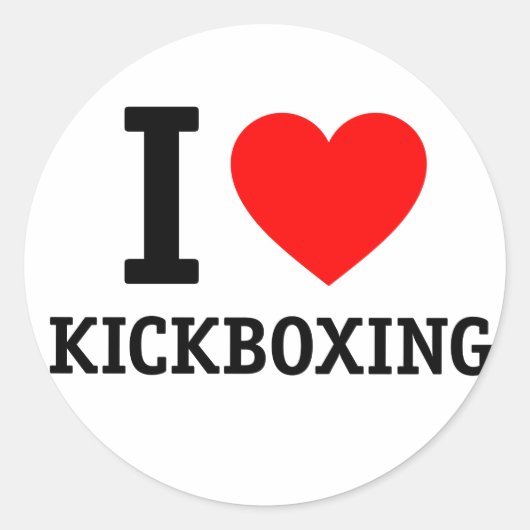 I Love Kickboxing Ronde Sticker (Voorkant)