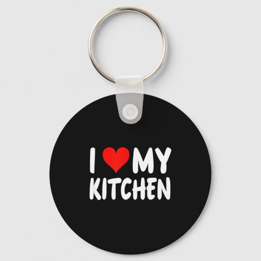I Love Kitchen - Heart - Funny Cute Cook Remodel C Sleutelhanger (Voorkant)