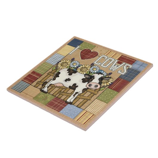 I Love Koeien Country Patchwork Tegeltje (Zijkant)