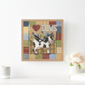 I Love Koeien Country Patchwork Vierkante Klok (Huis)