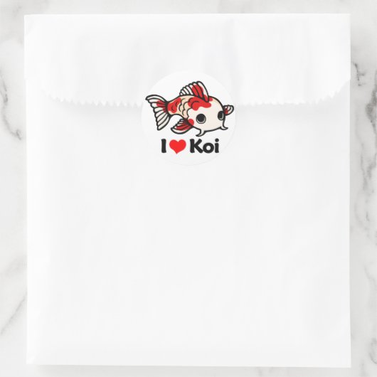 I Love Koi Ronde Sticker (Tas)