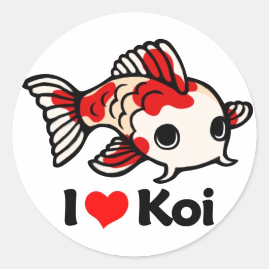 I Love Koi Ronde Sticker (Voorkant)