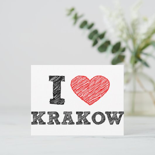 I Love Kraków Briefkaart (Staand voorkant)