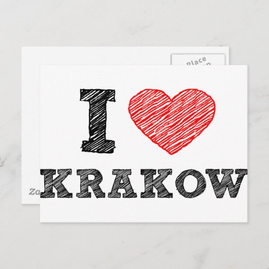 I Love Kraków Briefkaart (Voorkant / Achterkant)