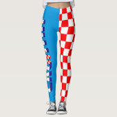 I Love Kroatië Inscription Flag Checkered Pattern Leggings (Voorkant)