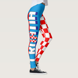 I Love Kroatië Inscription Flag Checkered Pattern Leggings