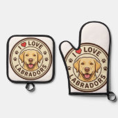 I Love Labradors Oven Mitt & Pot Holder Set (Voorkant)
