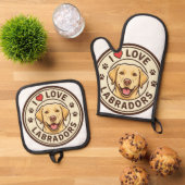 I Love Labradors Oven Mitt & Pot Holder Set (Top down)
