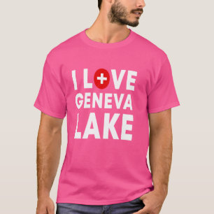 I Love Lake Geneva - Zwitserse attracties onder Zw T-shirt