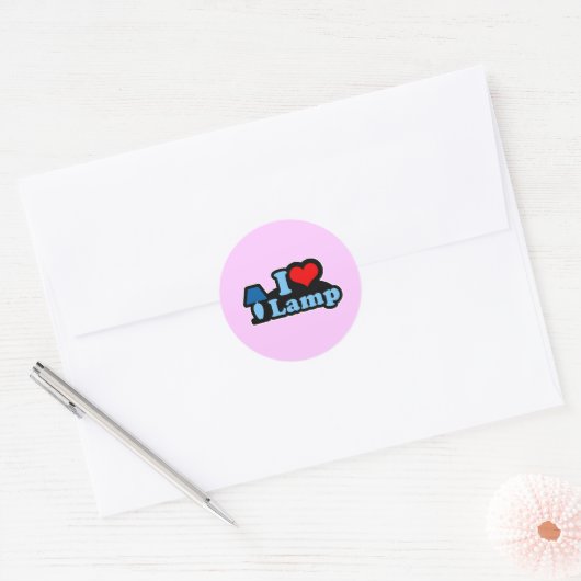 I Love-lamp Ronde Sticker (Envelop)