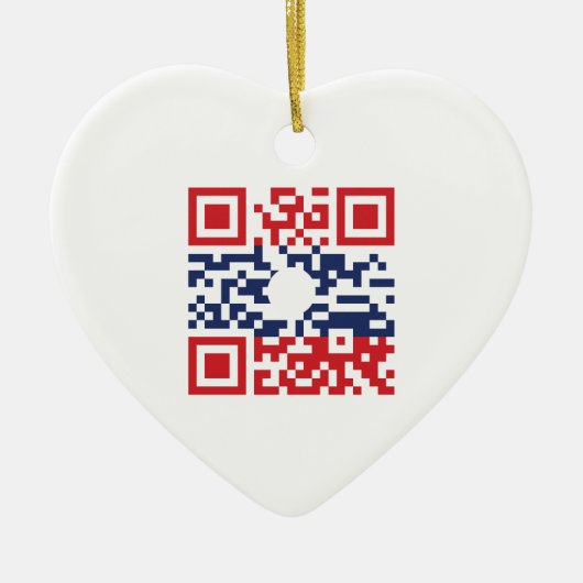 I Love Laos (Khoy Huk Lao) Flag QR Code | Lao Geek Keramisch Ornament (Voorkant)