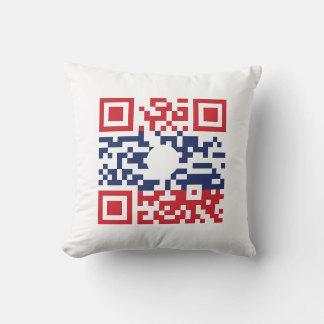 I Love Laos (Khoy Huk Lao) Flag QR Code | Lao Geek Kussen (Voorkant)