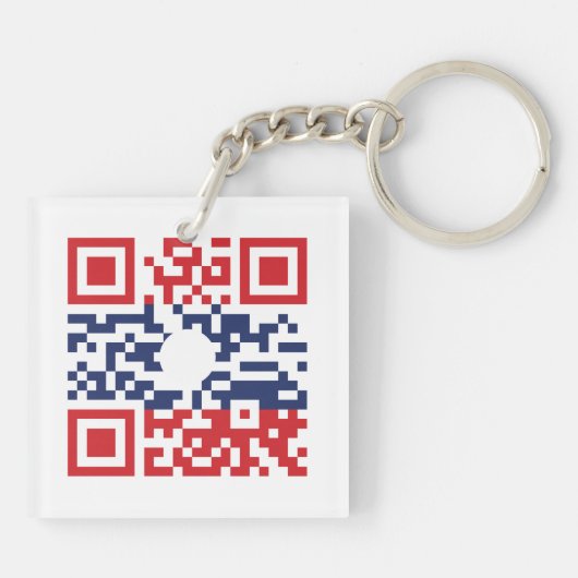 I Love Laos (Khoy Huk Lao) Flag QR Code | Lao Geek Sleutelhanger (Achterkant)