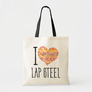 I Love Lap Steel Oranje Mandala Heart Tote Bag