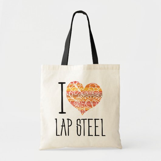 I Love Lap Steel Oranje Mandala Heart Tote Bag (Voorkant)