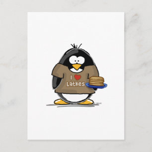 I Love Latkes Penguin Briefkaart