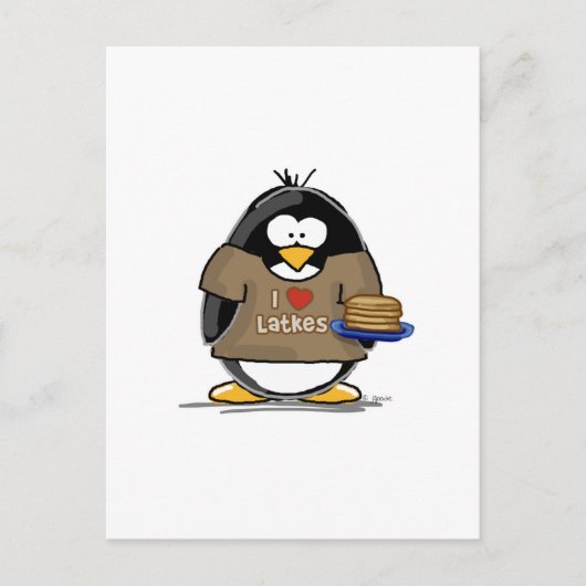 I Love Latkes Penguin Briefkaart (Voorkant)