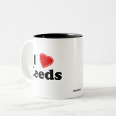 I Love Leeds Tweekleurige Koffiemok (Voorkant links)