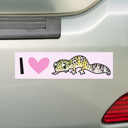 I Love Leopard Geckos Bumpersticker (Op auto)