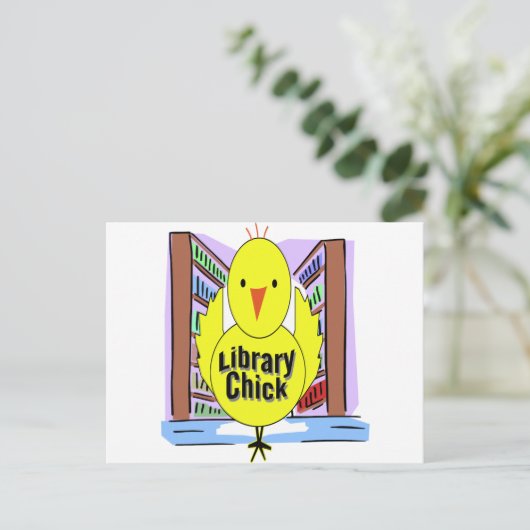 I Love Library Chicken Briefkaart (Staand voorkant)