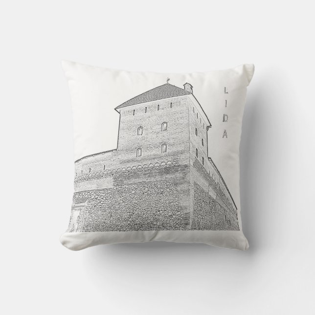 I Love Lida Belarus Architecture Castle Sketch Kussen (Voorkant)
