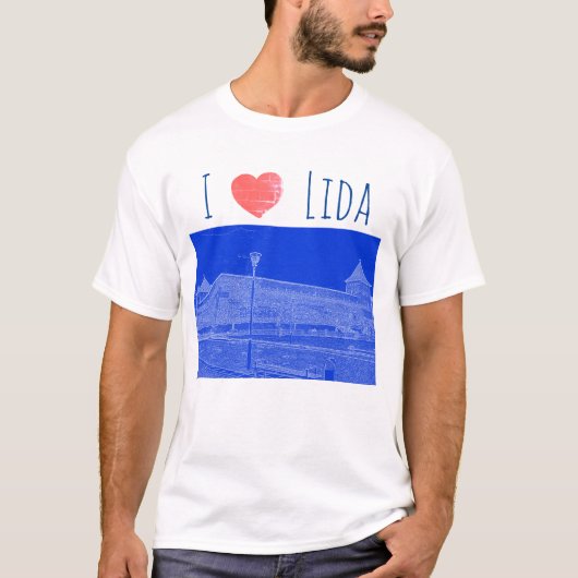 I Love Lida Belarus Architecture Castle Sketch T-shirt (Voorkant)