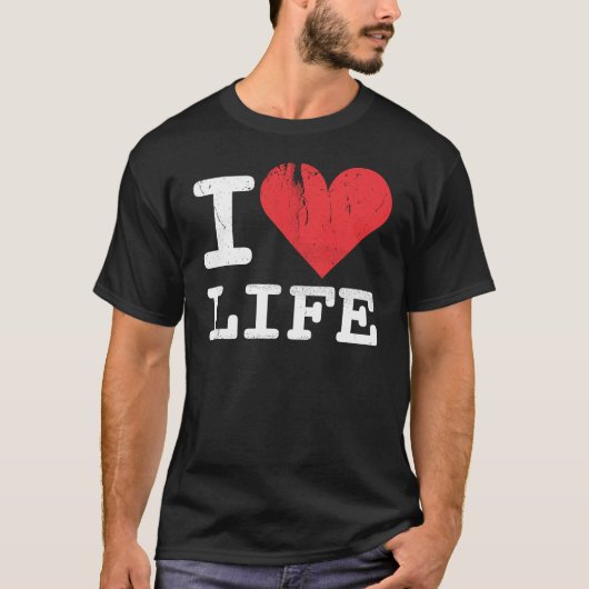 I Love Life Basic Dark T-Shirt (Voorkant)