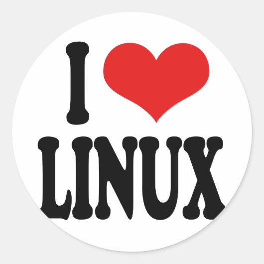 I Love Linux Ronde Sticker (Voorkant)