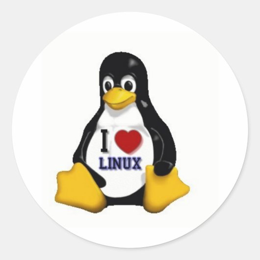 I Love Linux Ronde Sticker (Voorkant)