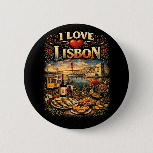I Love Lisbon Ronde Button 5,7 Cm (Voorkant)