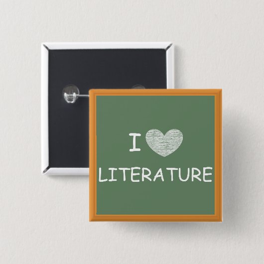 I Love Literature Vierkante Button 5,1 Cm (Voorkant /achterkant)