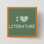 I Love Literature Vierkante Button 5,1 Cm (Voorkant)
