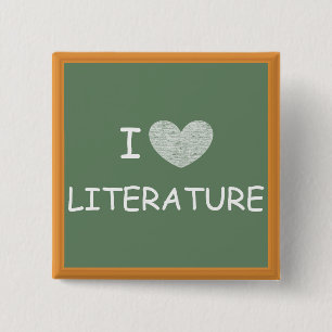 I Love Literature Vierkante Button 5,1 Cm