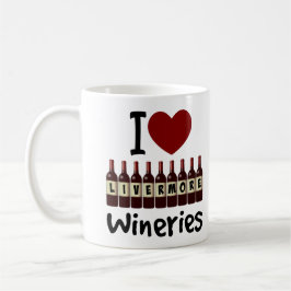 I Love Livermore Wineries Heart and Wine Bottles Koffiemok