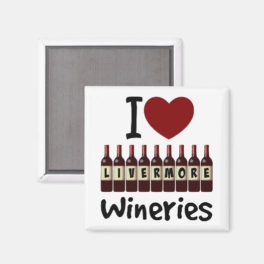 I Love Livermore Wineries Heart and Wine Bottles Magneet (Voorkant / Achterkant)