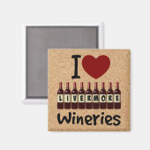 I Love Livermore Wineries Heart and Wine Bottles Magneet (Voorkant / Achterkant)
