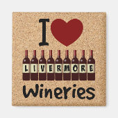I Love Livermore Wineries Heart and Wine Bottles Magneet (Voorkant)