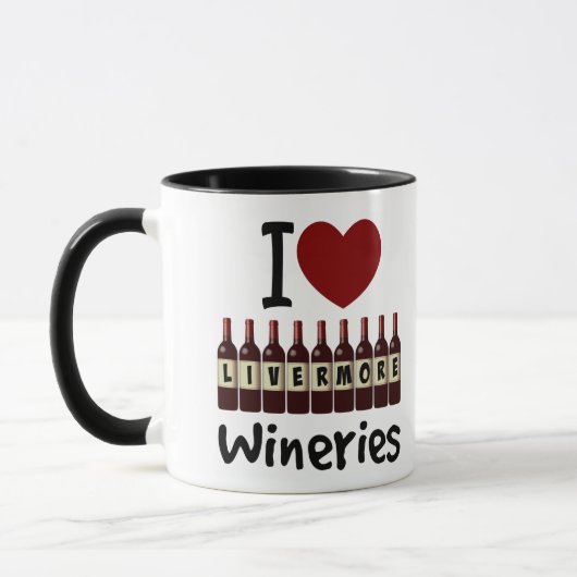 I Love Livermore Wineries Heart and Wine Bottles Mok (Links)