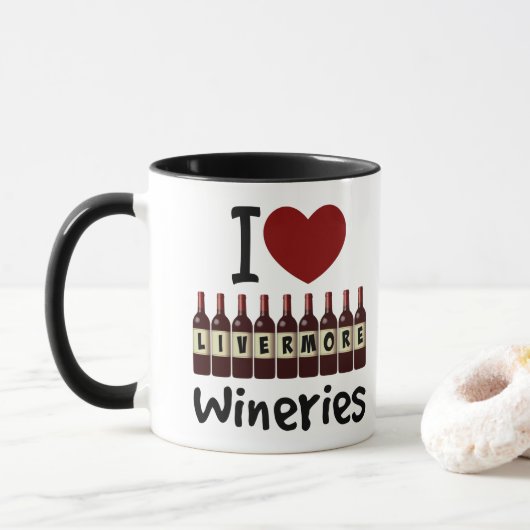 I Love Livermore Wineries Heart and Wine Bottles Mok (Met donut)