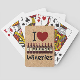 I Love Livermore Wineries Heart and Wine Bottles Pokerkaarten