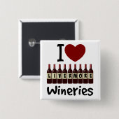 I Love Livermore Wineries Heart and Wine Bottles Vierkante Button 5,1 Cm (Voorkant /achterkant)
