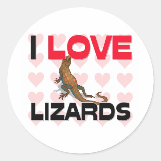 I Love Lizards Ronde Sticker (Voorkant)
