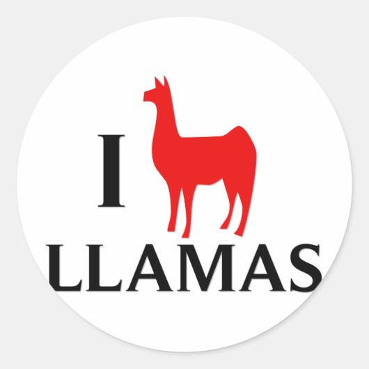 I Love Llamas Ronde Sticker (Voorkant)