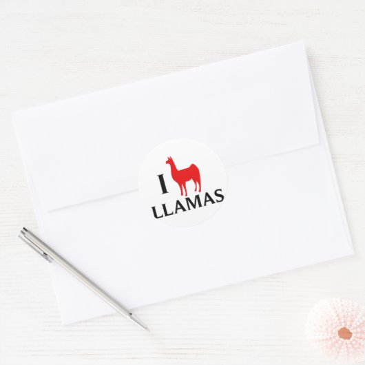 I Love Llamas Ronde Sticker (Envelop)