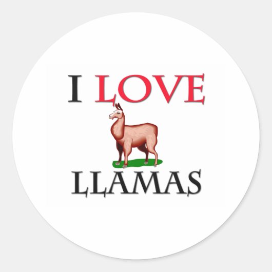 I Love Llamas Ronde Sticker (Voorkant)
