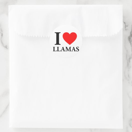 I Love Llamas Ronde Sticker (Tas)
