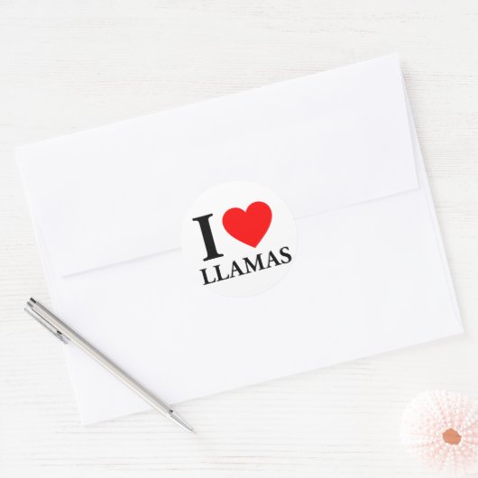 I Love Llamas Ronde Sticker (Envelop)