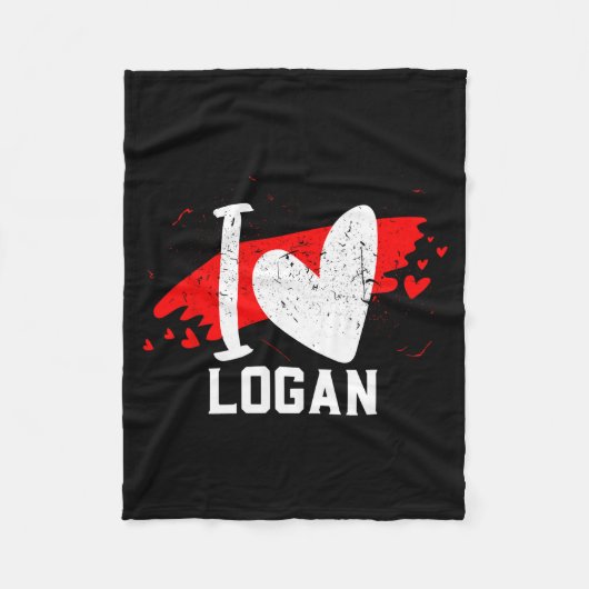 I Love Logan I Heart Logan  Fleece Deken (Voorkant)